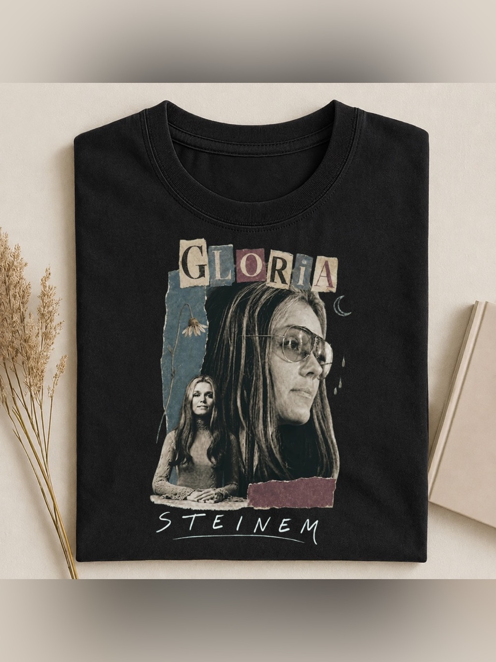 Black Gloria Steinem Graphic Tee - Unisex Women’s History Gift Retro Tee Top